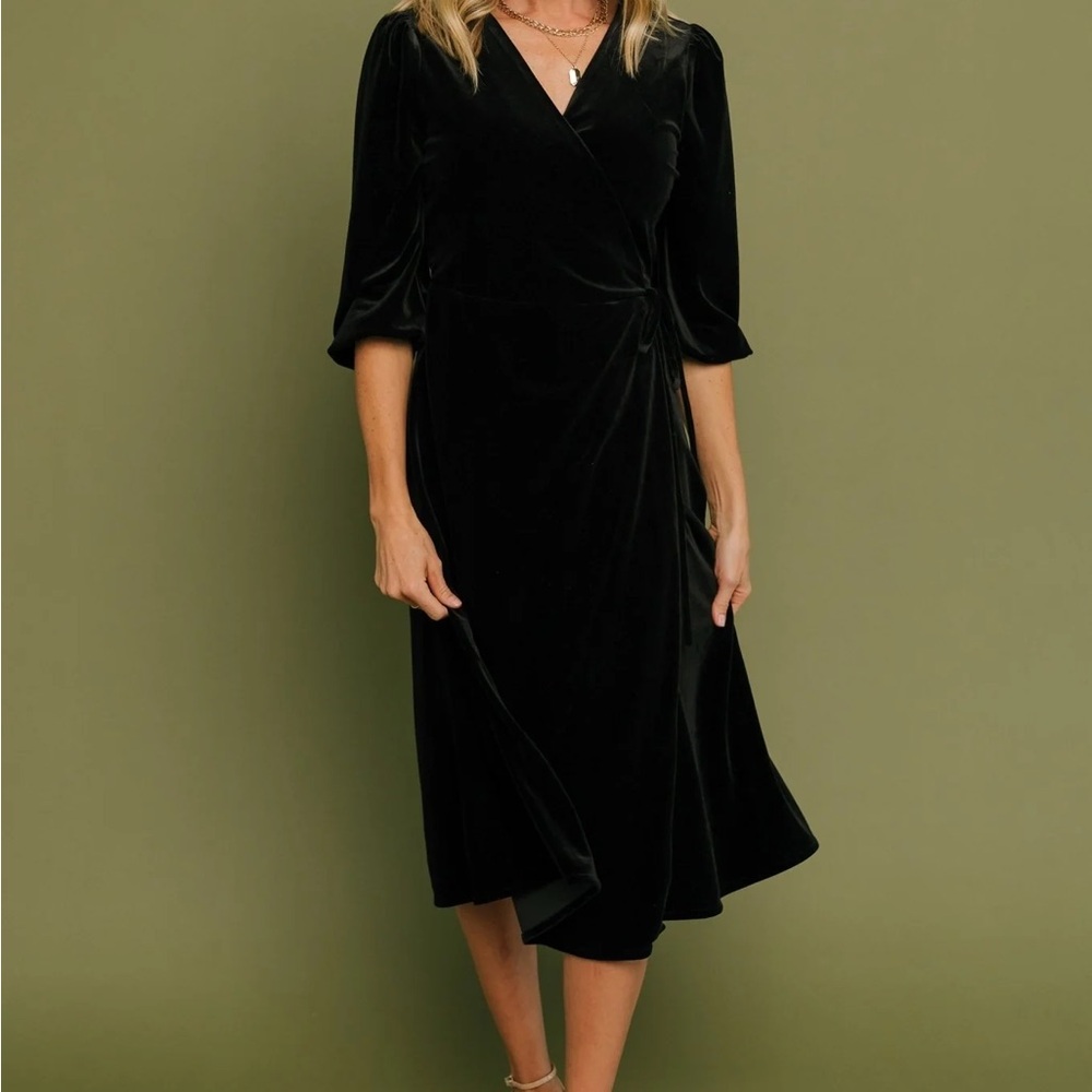 Baltic Born Black Velvet Wrap Dress